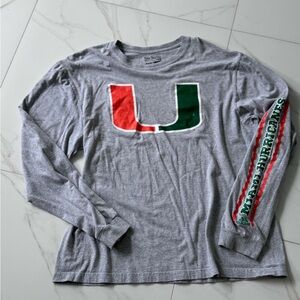 Men’s Adidas Long Sleeve Miami Hurricanes Grey XL Long Sleeve TShirt